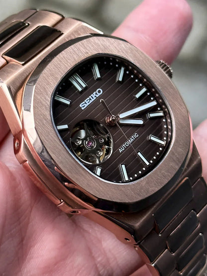 NAUTIKO MOD ROSE GOLD ( BLACK DIAL OPEN HEART )