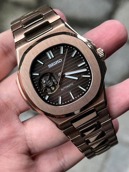 NAUTIKO MOD ROSE GOLD ( BLACK DIAL OPEN HEART )